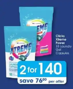 Clicks Clicks Xtreme Power Laundry Gel Capsules offer