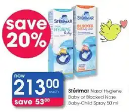 Clicks Stérimar Nasal Hygiene Baby or Blocked Nose offer