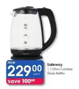 Clicks Safeway 1.7 Litre Cordless Glass Kettle offer