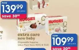 Clicks Huggies extra care new baby Disposable Nappies offer