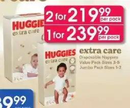 Clicks Huggies extra care Disposable Nappies offer