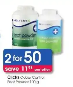 Clicks Clicks Odour Control Foot Powder offer