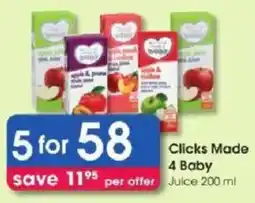 Clicks 4 Baby Juice offer