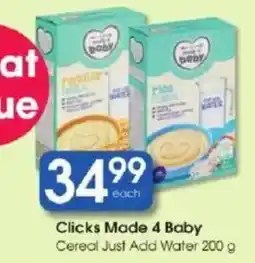 Clicks Clicks Made 4 Baby Cereal Just Add Water offer