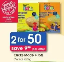 Clicks Clicks Made 4 Tots Cereal offer
