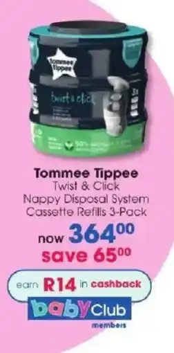 Clicks Tommee Tippee Twist & Click Nappy Disposal System Cassette Refills offer