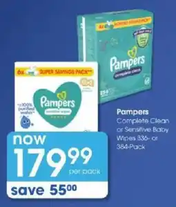 Clicks Pampers Complete Clean or Sensitive Baby Wipes offer