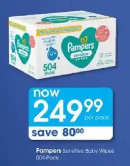 Clicks Pampers Sensitive Baby Wipes offer
