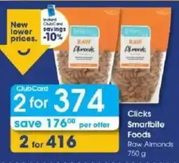 Clicks Clicks Smartbite Foods Raw Almonds offer