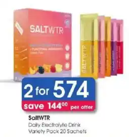 Clicks SaltWTR Daily Electrolyte Drink Variety Pack 20 Sachets offer