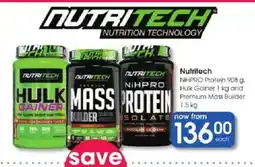 Clicks Nutritech NIHPRO Protein 908 g, Hulk Gainer 1 kg and Premium Mass Builder 1.5 kg offer