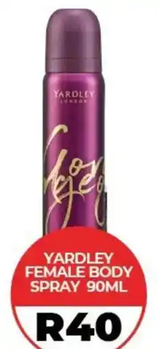 1UP Yardley Female Body Spray offer