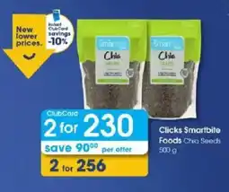 Clicks Clicks Smartbite Foods Chia Seeds offer