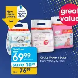 Clicks Clicks Made 4 Baby Baby Wipes offer