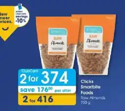 Clicks Clicks Smartbite Foods Raw Almonds offer