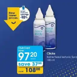 Clicks Clicks Saline Nasal Isotonic Spray offer