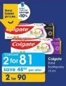 Clicks Colgate Total Toothpaste offer