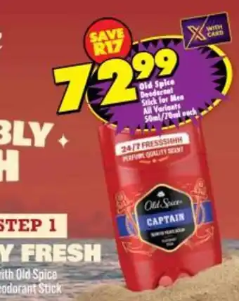 Shoprite Old Spice Deodorant Stick for Men offer