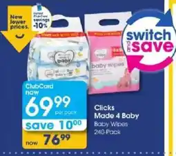 Clicks Clicks Made 4 Baby Baby Wipes offer