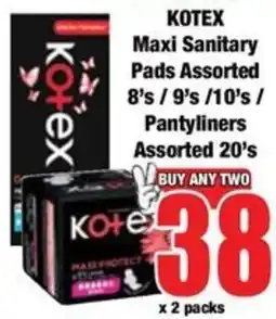 Boxer Kotex Maxi Sanitary Pads Assorted offer