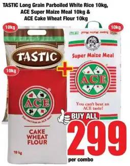 Boxer TASTIC Long Grain Parboiled White Rice ACE Super Maize Meal ACE Cake Wheat Flour offer