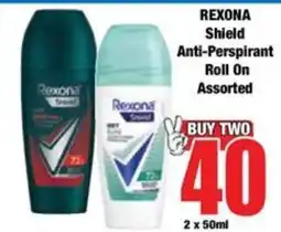Boxer Rexona Shield Anti-Perspirant Roll On Assorted offer