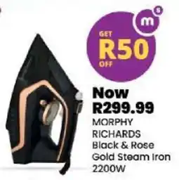Shoprite MORPHY RICHARDS Black & Rose Gold Steam iron offer