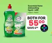 PEP Essentials Home dishwashing liquid + refill 750ml + 750ml offer