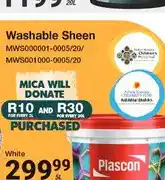 Mica Plascon Washable Sheen White 5L offer