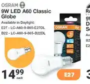 Mica Osram 9W LED A60 Classic Globe E27/B22 offer