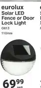 Mica Solar LED Fence or Door Lock Light O613 110mm offer