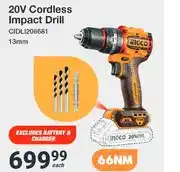 INGCO 20V Cordless Impact Drill CIDLI206681 13mm