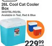 Mica Addis 26L Cool Cat Cooler Box 3650TBL/RD/BL offer