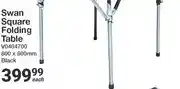 Swan Square Folding Table V0404700 800 x 800mm Black
