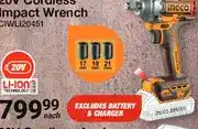Mica Ingco 20V Cordless Impact Wrench CIWLI20451 offer