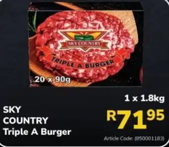 SKY COUNTRY Triple A Burger