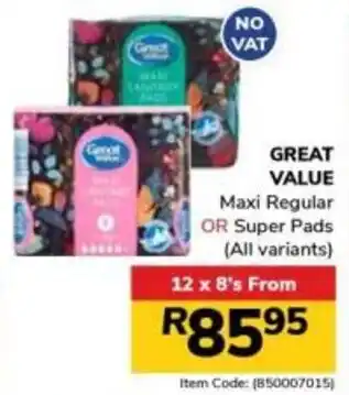 Great Value Maxi Regular OR Super Pads