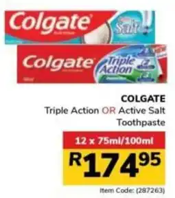 Jumbo Colgate Triple Action OR Active Salt Toothpaste offer