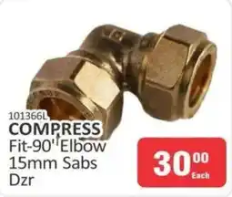 KitKat Cash and Carry COMPRESS Fit-90' Elbow 15mm Sabs Dzr offer