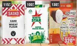 KitKat Cash and Carry SPEKKO Rice 10kg/ SASKO Cake Flour 10kg/ WHITE STAR Maize Meal 10kg offer