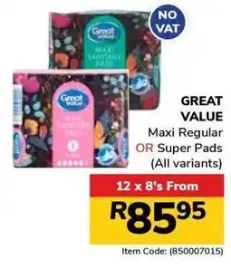 Jumbo GREAT VALUE Maxi Regular OR Super Pads offer