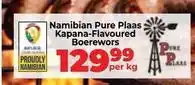 Food Lover's Market Namibian pure plaas kapana-flavoured boerewors offer
