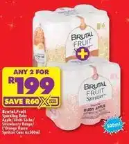 Shoprite Apple - brutal fruit sparkling ruby /litchi sèche/strawberry rouge/l'orange rassa spritzer cans offer