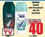 Boxer Rexona - shield anti-perspirant roll on offer