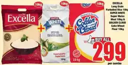 Boxer Excella - long grain parboiled rice, super white super maize meal, cake wheat flour offer