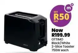 Shoprite Ottimo - black/white 2-slice toaster 750w each offer
