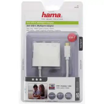 Incredible Connection Hama USB Type-C 3 In 1 Multiport Adapter For USB 3.1 & HDMI & USB-C White offer
