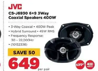 HiFi Corp JVC - CS-J6930 6x9 3Way Coaxial Speakers 400W offer