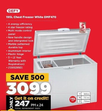HiFi Corp DEFY - 195L Chest Freezer White DMF470 offer