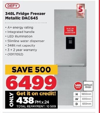 HiFi Corp DEFY - 348L Fridge Freezer Metallic DAC645 offer